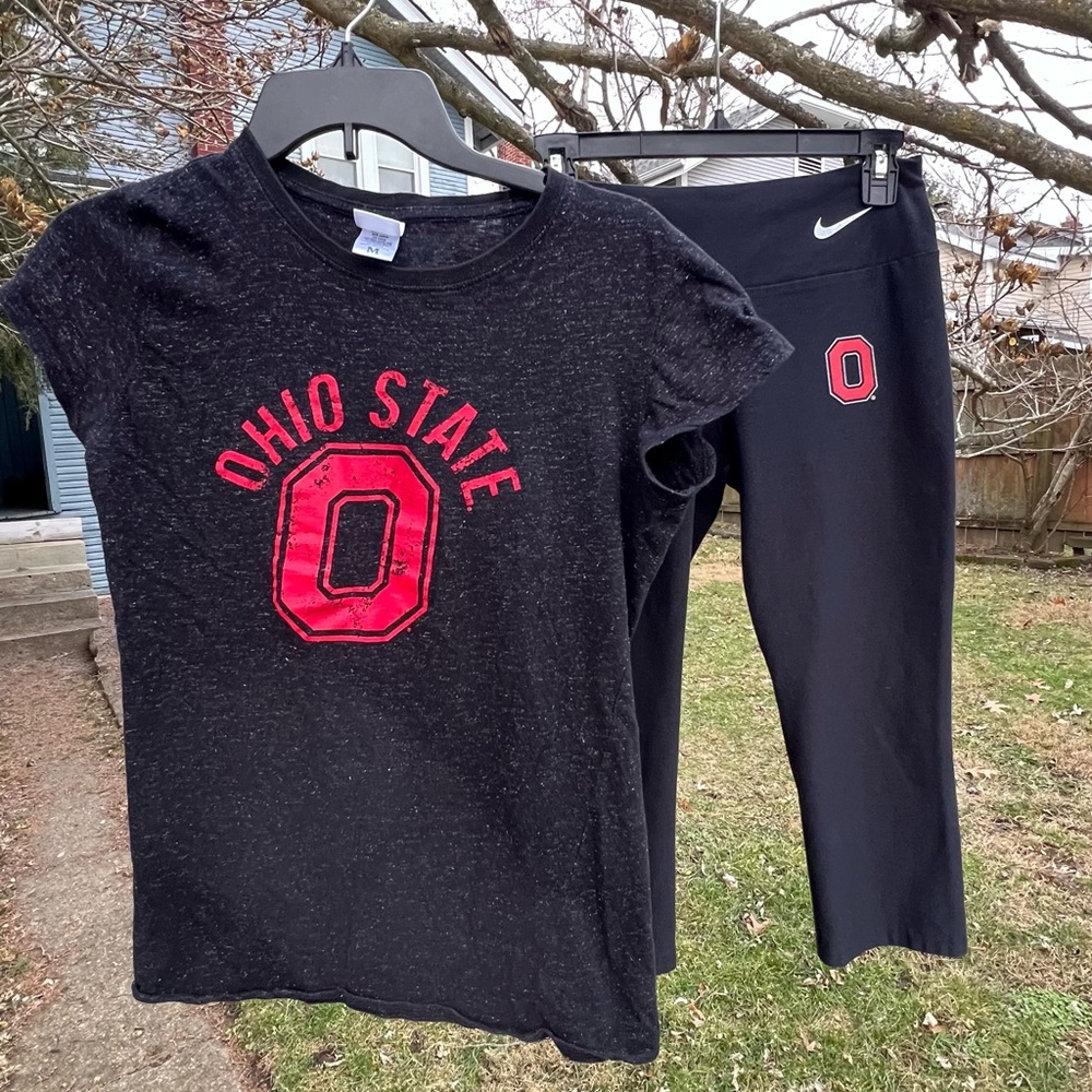 GLITTER BABY TEE Y2K COTTON T-shirt OSU Ohio State Buckeyes Black y2k M cap